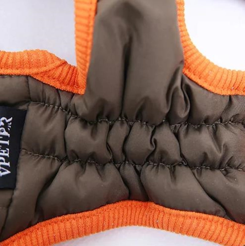 Hundemantel Winter Wasserdicht mit Geschirr Kleine -Mittlere Hunde Braun-Orange