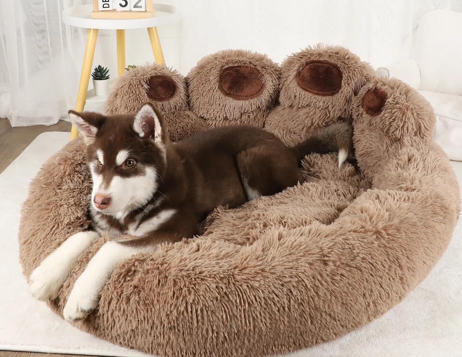 Hundebett in Tatzenform in 60/70 u 90 cm Rosa ,Grau u.Braun beruhigend