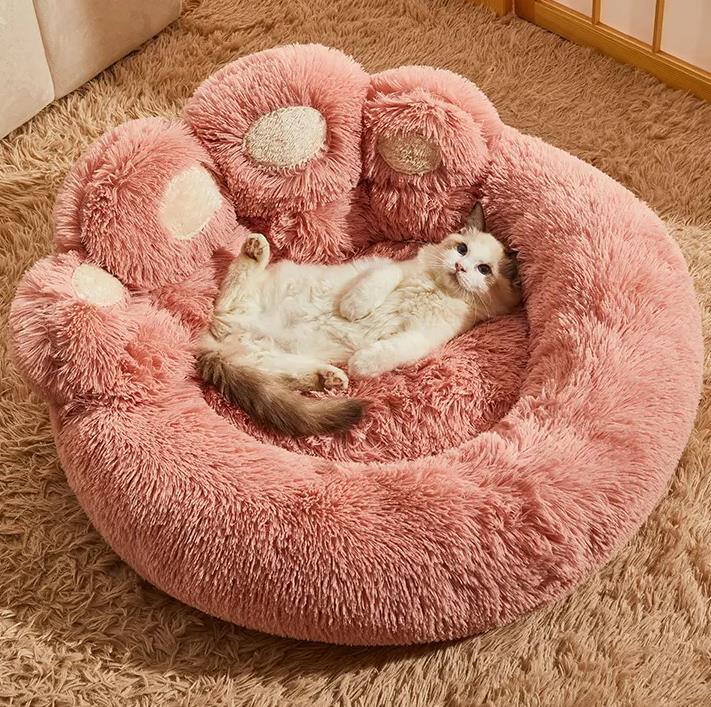 Hundebett in Tatzenform in 60/70 u 90 cm Rosa ,Grau u.Braun beruhigend
