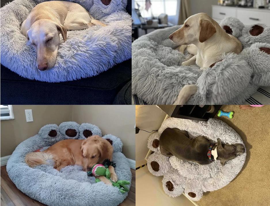 Hundebett in Tatzenform in 60/70 u 90 cm Rosa ,Grau u.Braun beruhigend