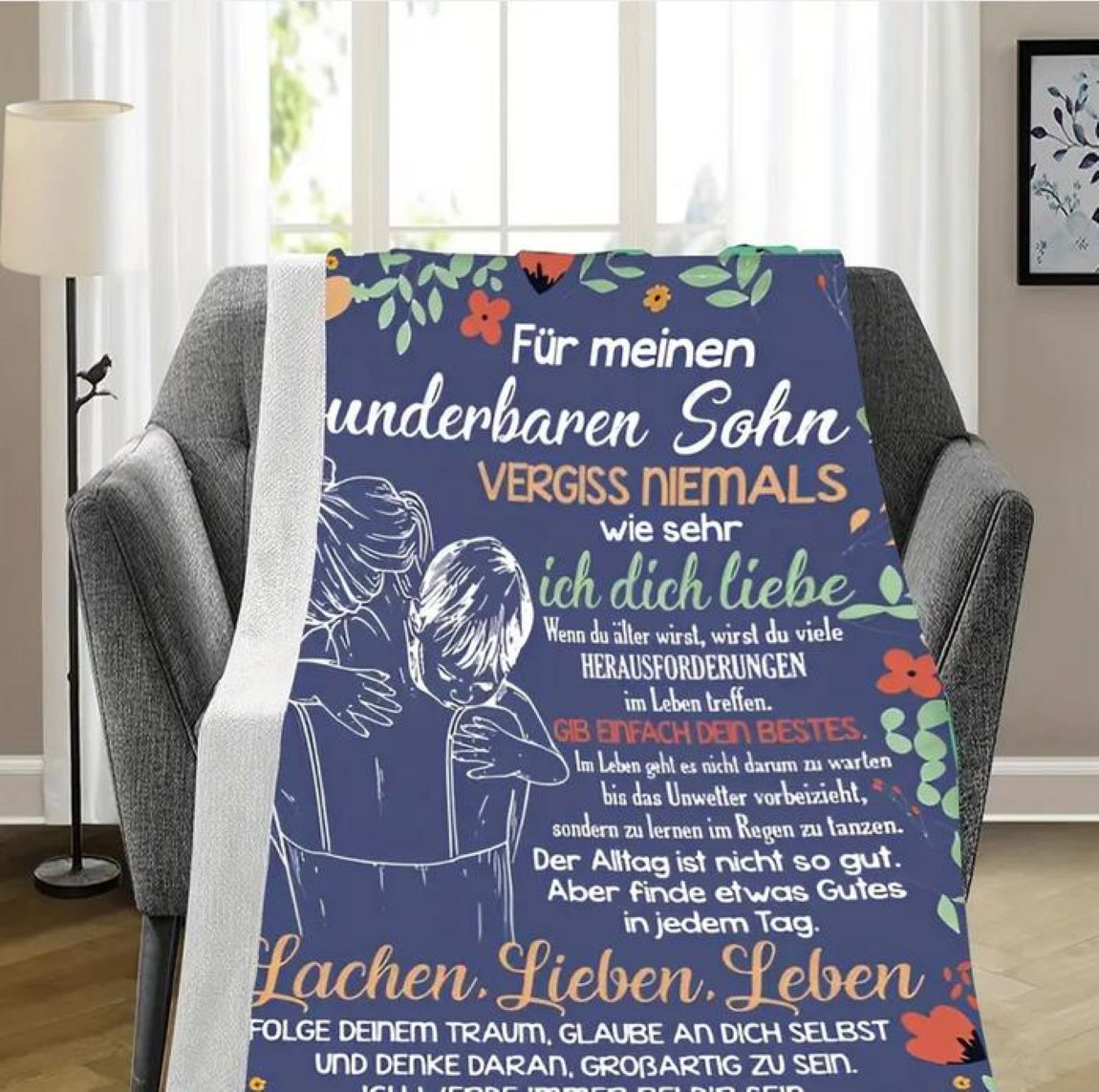 Personalisierte Kuscheldecke "An meinen Sohn" von Mama