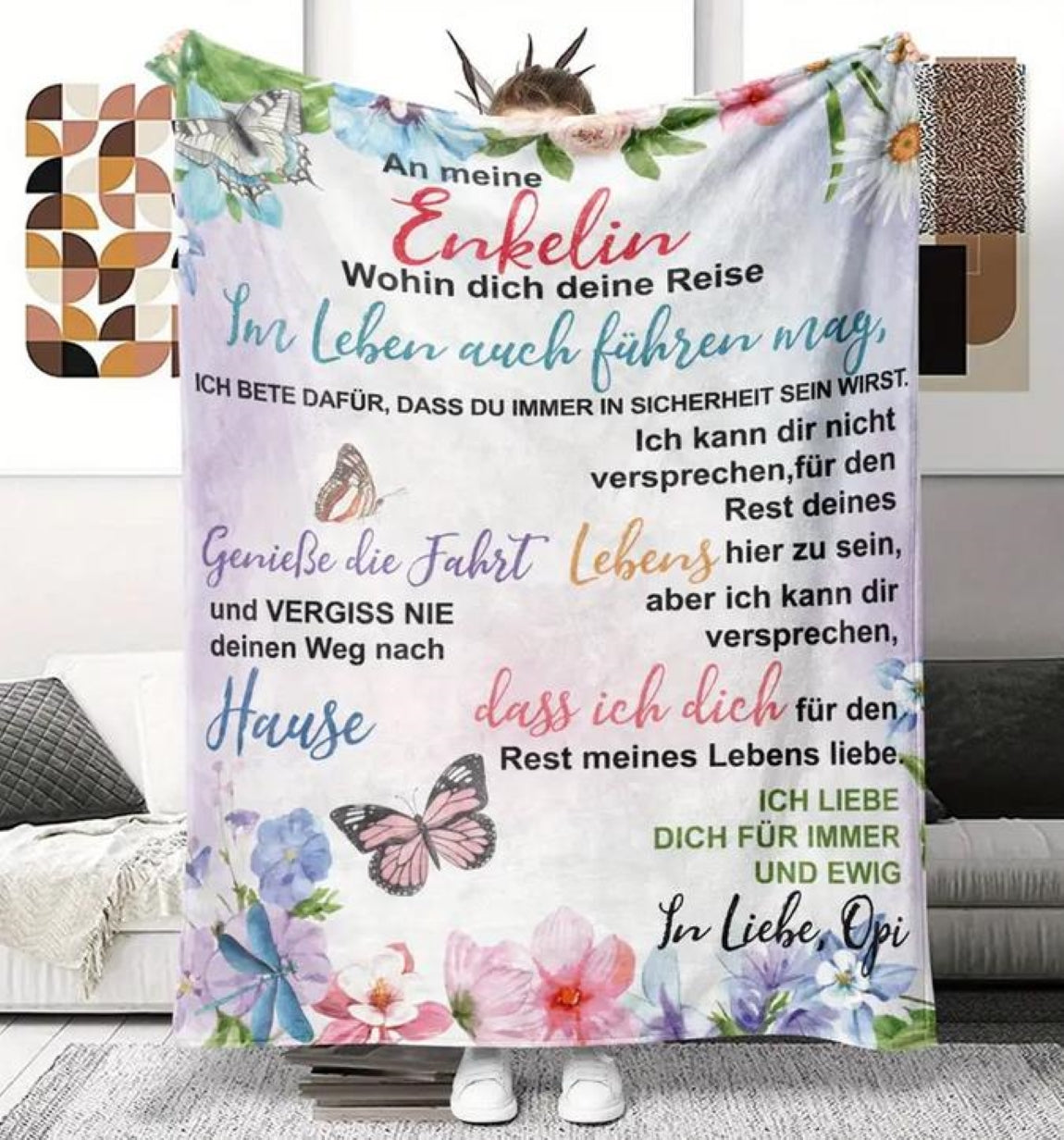 Personalisierte Kuscheldecke "An Meine Enkelin "150x200 cm
